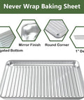 Sturdy Stainless Steel Baking Sheet With Rack Set, 2 Pans And 2 Racks, Nonstick, Rust Free, Warp Resistant, 16 By 12 By 1 Inches