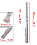 Two 8mm x 160mm carbide masonry drill bits with SDS Plus shanks for concrete and stone