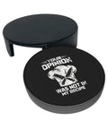 Black Leather Coaster Set With Holder 6-Piece Absorbent PU Leather Drink Coasters For Home Bar Weddings Office Table Protection