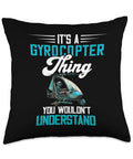 Gyrocopter Themed Throw Pillow For Aviation Fans And Pilots, Autogyro Rotorcraft Decor 18x18 Multicolor Cushion Gift