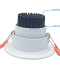 Cooling fins and aluminum housing of Dimmable 5W LED Downlight Recessed Ceiling Light With COB Warm White 3000K 3500K CRI Over 80 387LM