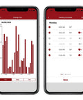 Energy usage log and heating schedule on Ntrust Non Programmable Thermostat With Floor Sensor and Class A GFCI app interface.
