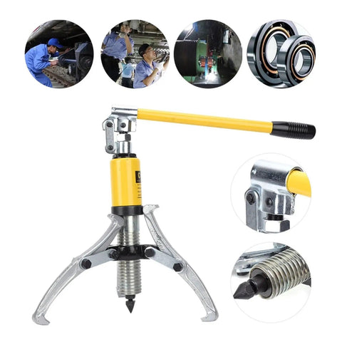 Heavy Duty 5 Ton Hydraulic Gear Puller Separator With 3 Jaws Bearing Hub Removal Tool Kit, yellow handle, steel jaws