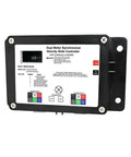 Close-up of Upgraded 13398-DO Dual Synchronous Slide-Out Controller for RV In-Wall Units, front view with labeled ports.
