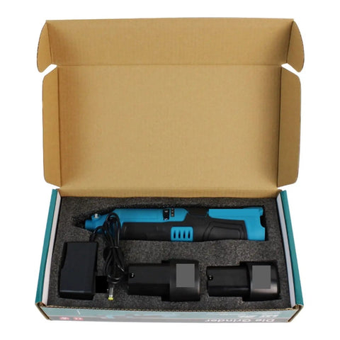 Pro Knockout 12V Cordless Angle Grinder And Compact Mini Rotary Tool Featuring Rock Solid Lithium Battery in packaging.