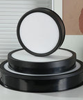 Motorized 360 Degree Rotating Display Stand With Remote Control And Seven Color Led Lights For Jewelry Photography And Collectibles Black 32 Cm Turntable stacked display platforms.