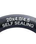 Close-up of a 20x4.0/4.5 self-sealing fat bike inner tube, part of Two Pack Self Sealing Fat Bike Inner Tubes 20x4 With 32mm Schrader Valve Puncture Resistant Quick Repair For 20x4 To Four Point Five Inch Fat Tires Ideal For BMX City Mountain Electric Bikes