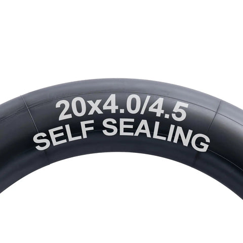 Close-up of a 20x4.0/4.5 self-sealing fat bike inner tube, part of Two Pack Self Sealing Fat Bike Inner Tubes 20x4 With 32mm Schrader Valve Puncture Resistant Quick Repair For 20x4 To Four Point Five Inch Fat Tires Ideal For BMX City Mountain Electric Bikes
