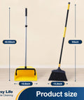Commercial Broom And Dustpan Set With 54 Inch Long Handle For Indoor Outdoor Cleaning No Bending Back Design Ideal For Courtyards Garages