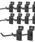 10 Pack 6 Inch Heavy Duty Slat Wall Hooks for Garage Organization Easy No Tool Installation J Shaped Utility Hangers shown