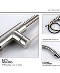 Close-up of 360° Swivel Stainless Steel Kitchen Faucet PullDown Sink Mixer Tap Polished Chrome finish showing design details.