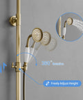 10 Inch Luxury Rain Shower System With Wall Mount Overhead Rain Head And Hand Shower, Brass Valve Body And Trim Included