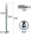 2 Inch Pocket Hole Screws Heavy Duty Beefy Square Drive Washer Head Exterior Wood Screws Carbon Steel Zinc Coated 100 Pack Square Bit