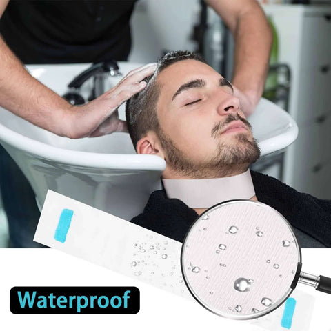 IOOROSE disposable barber neck strips, white paper, waterproof; 5-roll pack