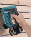 Using the 18V LXT Crown Stapler With Easy Depth Control Knob See Through Magazine Window Lightweight Spring Loaded Drive
