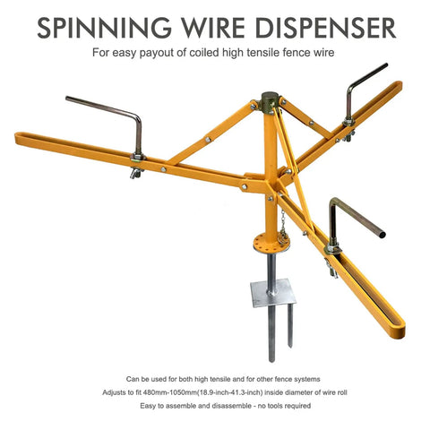 Built Tough Heavy Duty Fence Wire Dispenser For High Tension Systems, Floor Or Stud Mounted, Adjustable To Fit Coils