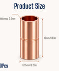 Premium Quarter Inch Straight Copper Pipe Fittings And Heavy Duty Couplings For Reliable Plumbing Repairs And Home Diy Projects Kickass Tubing Connectors with size details.