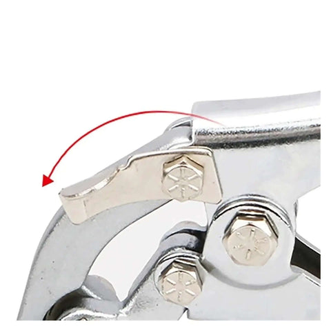 Close-up of Heavy Duty 150mm Sheet Metal Bending Pliers With Hole Punch Edge Setter And Panel Flanger Hand Joggler Multifunctional Tool