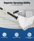 Heavy Duty Pneumatic Stucco Sprayer Hopper With 4 Jet For Concrete Cement Mortar Aluminum Iron Electroplated Build angle showing four nozzles and pressure gauge.