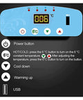 Digital control panel of Road Ready Portable Insulin Cooler with temperature display and USB port for easy cooling adjustment.