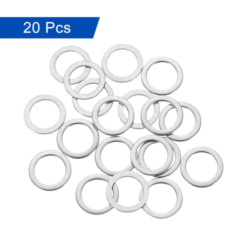 Hecka Durable M8 Flat Washers Set Of Twenty Thickened 304 Stainless Steel Spacers with burr free edges arranged in a pile.