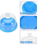 Pro Grade Watch Movement Dust Cover Tray With Six Slots Plastic Anti Dust Guard Accessory Storage Box shown in blue material.