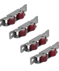 4 Pack Badass Sliding Window Roller Pulleys With Screws Double Wheel Stainless Steel Nylon Tough As Nails Fits 14mm Track Smooth Glide Push Pull Quick Fix in red and silver.