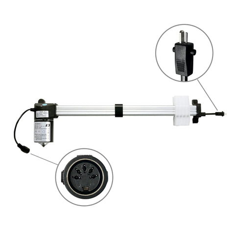 Linear actuator for power recliner chair KDPT007-10, silver telescoping rod, black motor, 9-pin connector