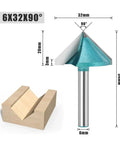 Heavy Duty 6 Mm Shank V Groove Router Bit With Sharp 90 Degree Cutting Angle For Precision Wood Engraving Cuts And 3D Milling Projects That Look Totally Awesome, 32mm diameter.