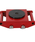 Heavy Duty Machinery Mover Skate 6 Ton Industrial Dolly with steel wheels, red frame for moving heavy equipment easily.