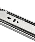 Close-up of Stainless Steel Drawer Slides With Soft Close For 10 To 22 Inch Cabinets Three Section Sliding Rails Built To Last