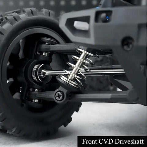 High Speed 1 By 18 RC Front And Rear CVD Driveshaft Dogbone Axle Shafts 4 Piece Upgrade For HBX 18859 18858 18868 Off Road Car Truck Beefed Up CNC Machined Metal Install Easy Front And Rear Set front CVD driveshaft installed near RC wheel suspension