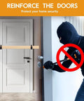 Heavy Duty 2x4 Door Barricade Brackets U Shaped Security Braces For Indoor And Outdoor Doors Black Finish on door with intruder