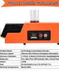 Killer Desktop 3D Filament Extruder Machine With 120 Watt Power And Adjustable Speed Settings displaying control panel and hopper design.