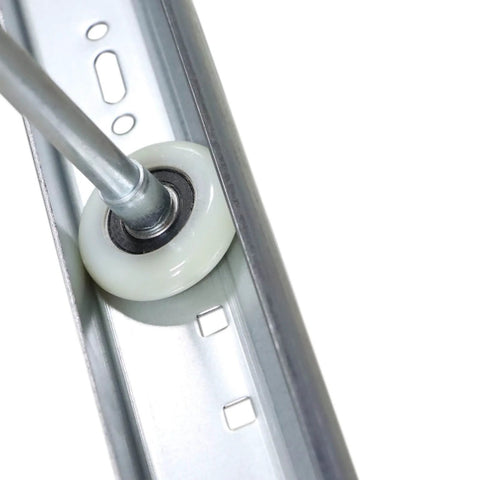 Vertical Track Replacement Set For 7 Foot Garage Doors displayed with 76 inch galvanized track and roller