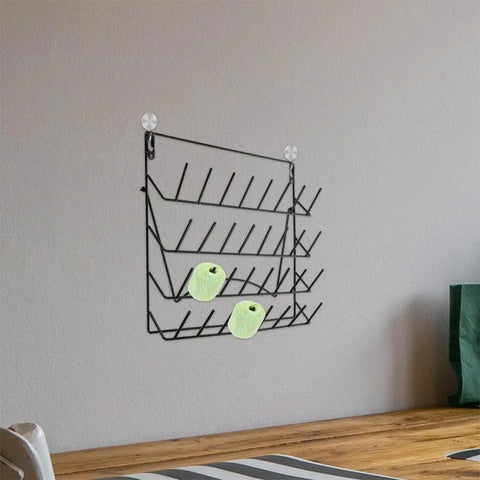 Kick Your Countertop Chaos Out The Door With These Straight Sturdy Metal Wall Racks Featuring Hella Spacious Bottle Display Shelves For Kitchen Bathroom Decor And Space Saving Storage on a wall.