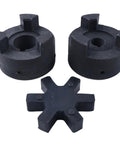Heavy Duty 1/2 Inch To 7/8 Inch Flexible L Jaw Coupling Set With Buna N Rubber Spider For Log Wood Splitter 3 Piece, black