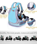 Kid Motorcycle Safety Harness With Reflective Strip And 4 In 1 Buckle For Front Or Back Ride, showing adjustable straps.