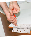 Door hinge, stainless steel with ball bearings; installed on door edge.