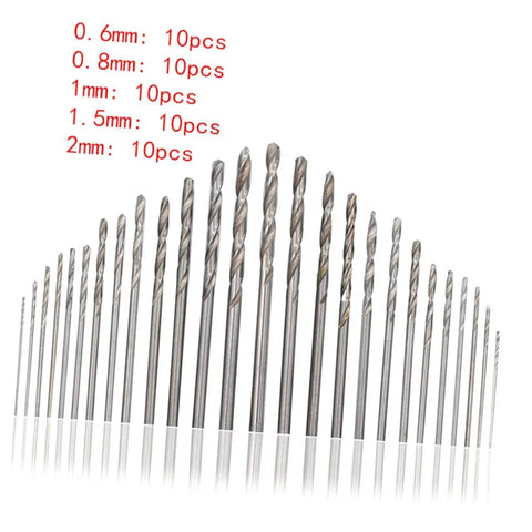 50 Piece Drill Bit Set For Wood Plastic Aluminum And Steel With PCB Shank Kit showing various sizes