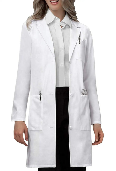 Unisex Long Sleeve Lab Coat In White, Durable Cotton Poly Blend, Size Small, Professional Workwear for Lab or Clinic