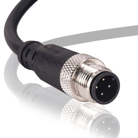 M12 4 Pin Sensor Connector Cable Straight Male Aviation Wire 6.5Ft Waterproof IP67 Lead for Industrial Automation, close-up view