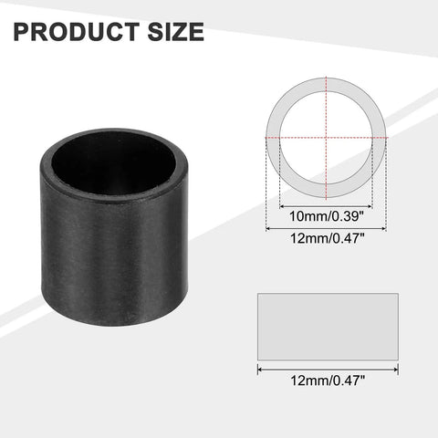 5 Pack POM Sleeve Bearings Black Self Lubricating Oilless Bushings ID 10mm OD 12mm Length 12mm product size diagram