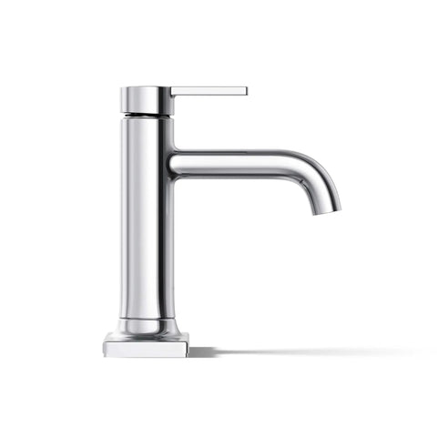 Venza No Fuss Single Handle Bathroom Sink Faucet With Clicker Drain And 1 Hole Installation in polished chrome, side view