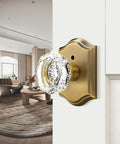 Octagonal Crystal Door Knobs Set Five Pack With Privacy Lock For Bedroom And Bathroom, Antique Bronze Rosette Finish, close-up view