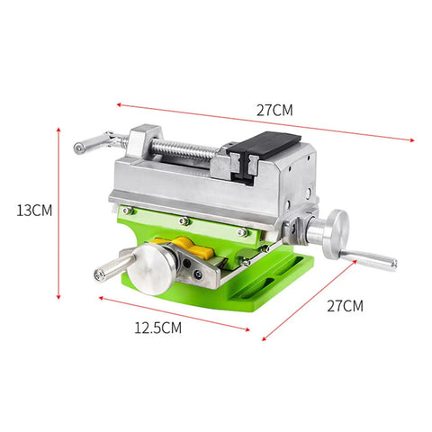 Heavy Duty Cross Slide Drill Press Vise For Benchtop Milling Machine Precision Xy Table Clamp With Adjustable Slides, 27cm size.
