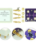 4 Wire Short Socket For DMM Calibration, gold plated banana connectors, PCB assembly, resistance verification tool, close-up view.