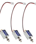 3 Pack Push Pull Electromagnet Kit Waterproof DC 12V Solenoid With Magnetic Iron Core displayed in metal casing for robotics