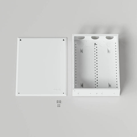 20 Inch Structured Wiring Enclosure With Screw On Cover Built Tough Steel Construction Clean Cable Management Recessed Or Surface Mount Compatible With On Q Accessories Glossy White