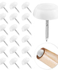 60 Pack White Nylon Furniture Sliders Round 16mm Glide Pads showing glide pads with nails for easy attachment to furniture legs.